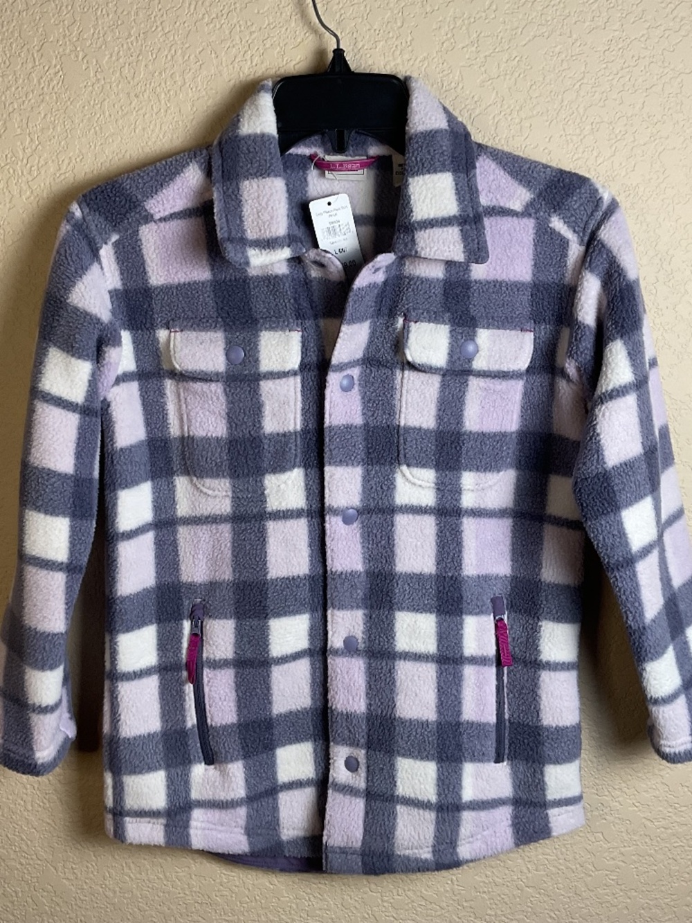 L.L. Bean Girls Cozy Fleece Plaid Shirt Jacket L6X/7 NWT Outdoor Winter Fall